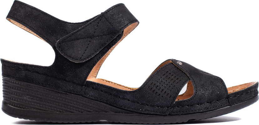 Dámske sandále na kline na suchý zips - čierne H0023NE Veľkosť: 36