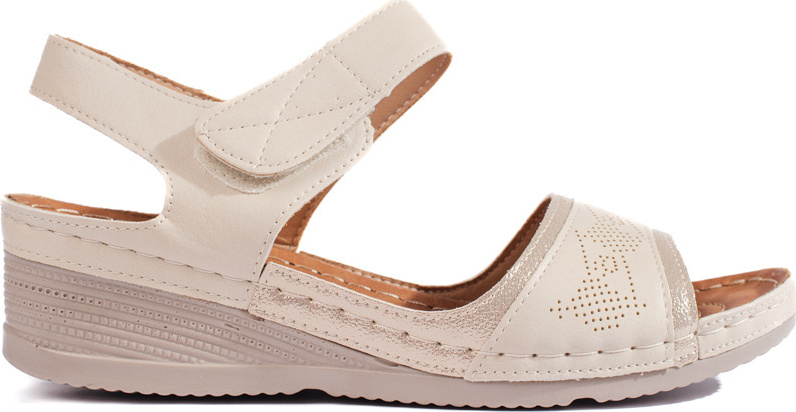 Béžové dámske sandále so suchým zipsom H0021BE Veľkosť: 36