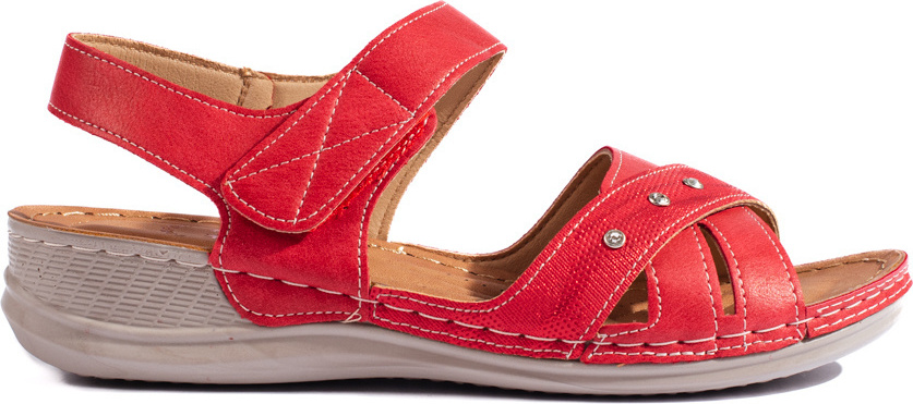 Červené dámske sandále na kline H0016RO Veľkosť: 36