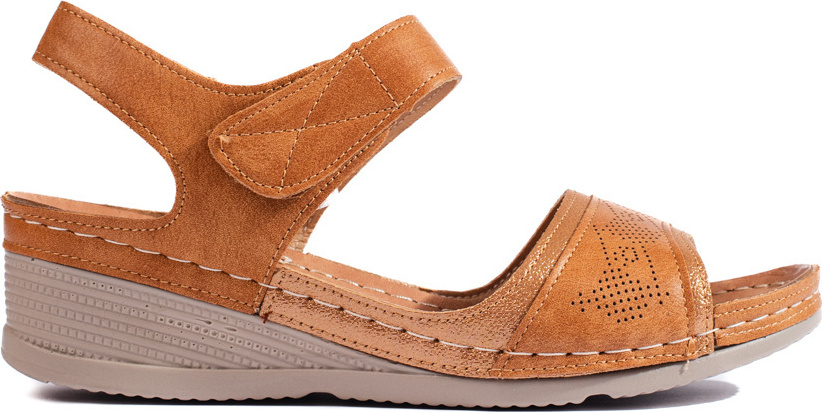 Karamelovo hnedé dámske sandále so suchým zipsom H0021CA Veľkosť: 36