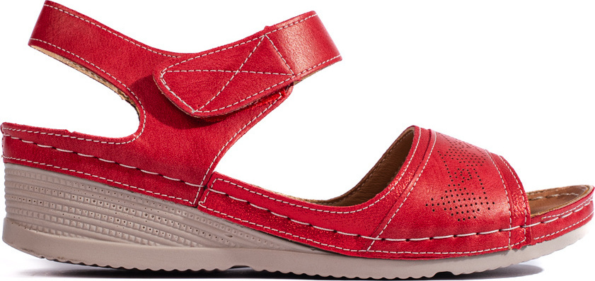 Červené dámske sandále so suchým zipsom H0021RO Veľkosť: 36