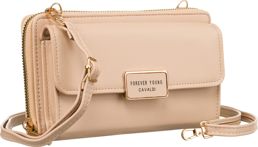 4U Cavaldi Béžová veľká peňaženka s odnímateľným popruhom M742 M-18 Veľkosť: ONE SIZE