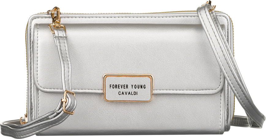 4U Cavaldi Strieborná veľká peňaženka s odnímateľným popruhom M741 M-18 Veľkosť: ONE SIZE