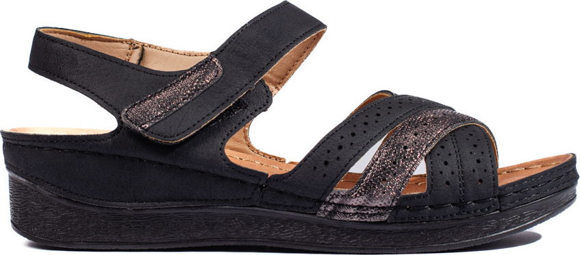 Dámske čierne sandále na suchý zips H3018N Veľkosť: 36