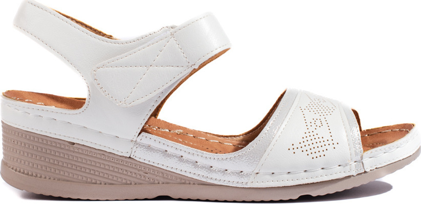 Biele dámske sandále so suchým zipsom H0021W Veľkosť: 36