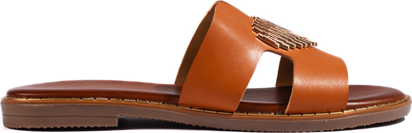 Hnedé elegantné nazuváky so zlatým srdiečkom JD-67C Veľkosť: 36