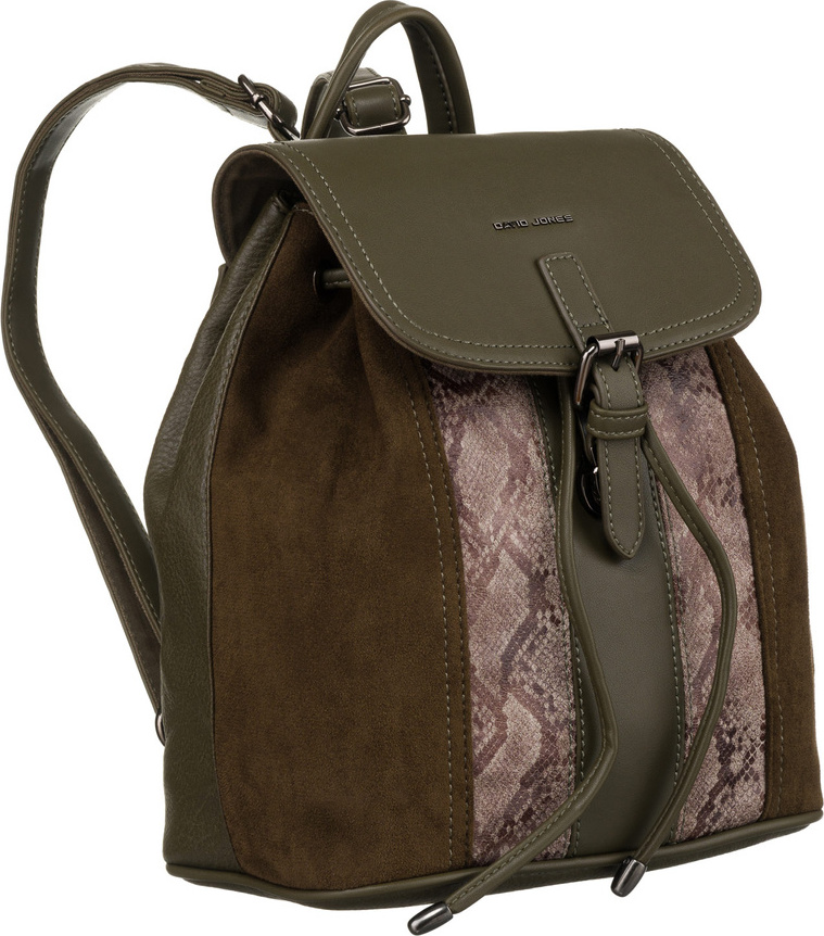 David Jones khaki kožený batoh s chlopňou 6885-2 Veľkosť: ONE SIZE