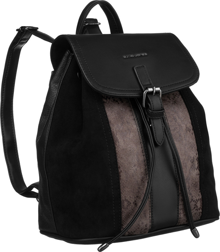 David Jones čierny kožený batoh s chlopňou 6885-2 Veľkosť: ONE SIZE