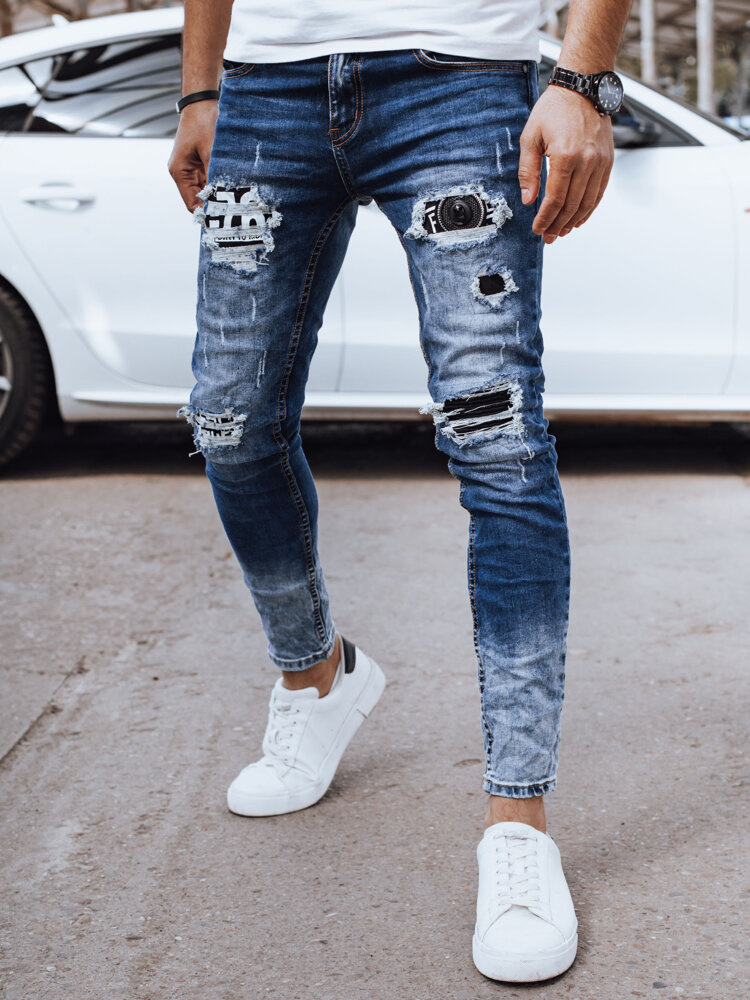 Modré pánske džínsy s odreninami UX4319 Veľkosť: 28/42