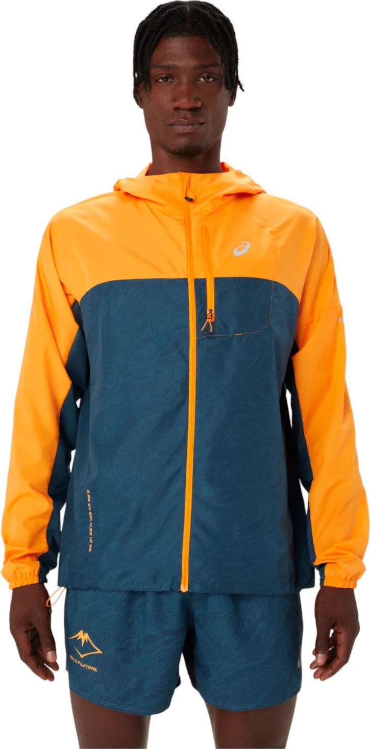 Modro-žltá pánska vetrová bunda ASICS Fujitrail Packable Windbreaker 2011C991-800 Veľkosť: S