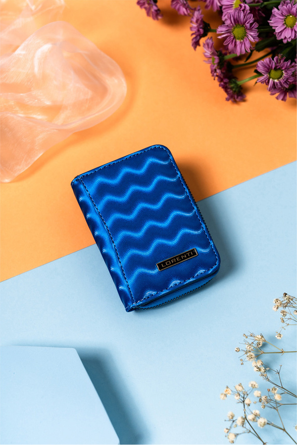 Lorenti Modrá vlnkovaná peňaženka so zipsom a patentkou S293 5157-WAV Veľkosť: ONE SIZE