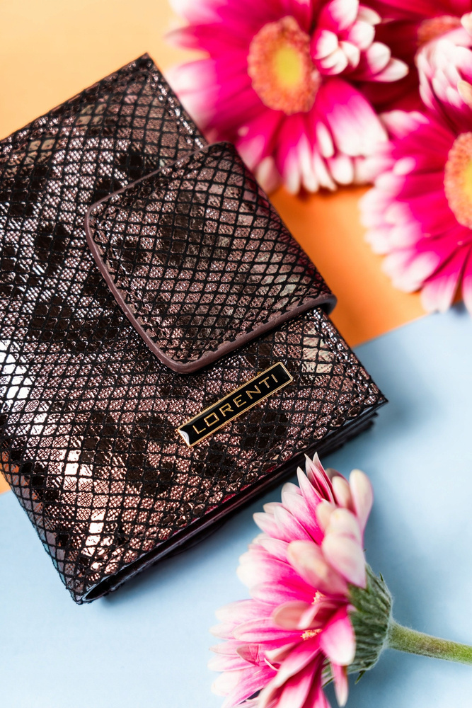 Lorenti Tmavohnedá malá kožená peňaženka S288 42329-MER Veľkosť: ONE SIZE