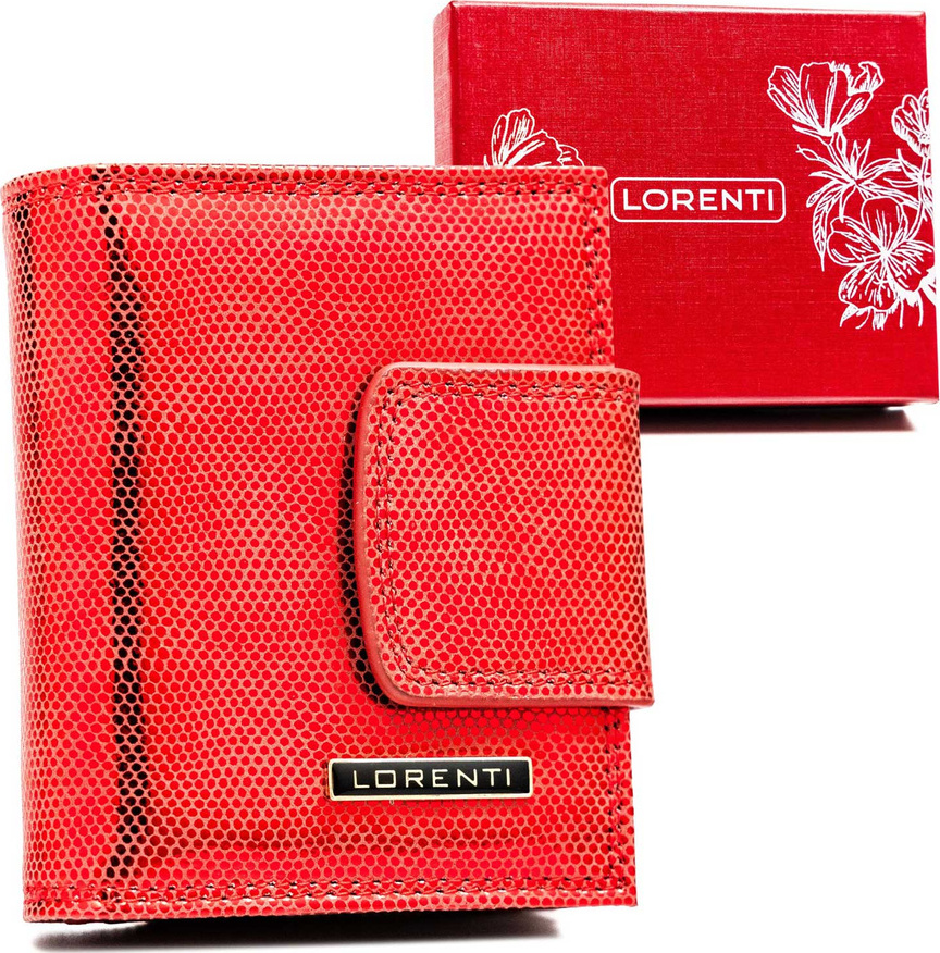 Lorenti Červená vzorovaná kožená peňaženka S284 42329-CEK Veľkosť: ONE SIZE