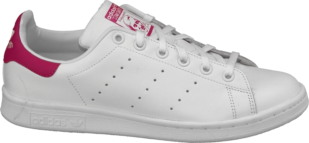 Biele dámske tenisky ADIDAS Stan Smith J s ružovými detailmi B32703 Veľkosť: 35,5