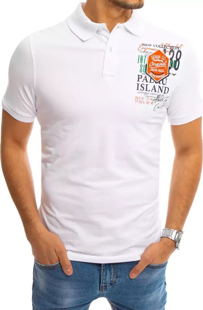 Biela pánska polokošeľa s potlačou PX0370 Veľkosť: 2XL