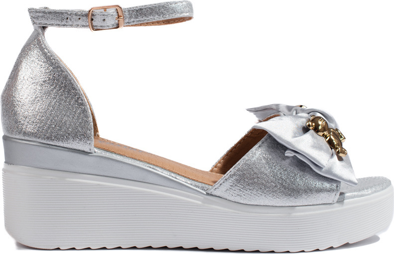 Strieborné sandále na kline JH336P-S Veľkosť: 36