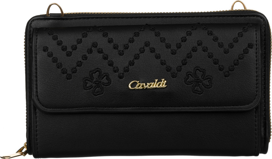 4U Cavaldi čierna peňaženka s popruhom a jemným vzorom M787 M-13 Veľkosť: ONE SIZE