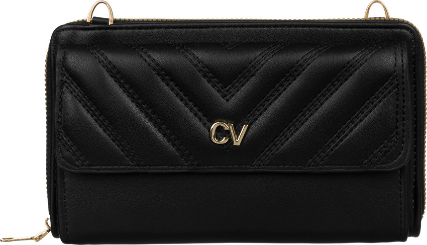 4U Cavaldi Čierna prešívaná peňaženka s popruhom M774 M-11 Veľkosť: ONE SIZE