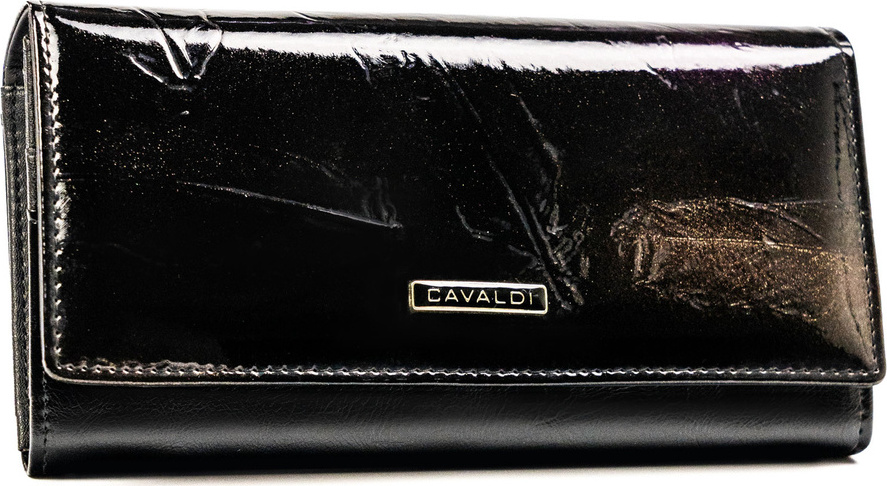 4U Cavaldi Čierna kožená lesklá peňaženka s vyrazeným motívom M766 PN27-YM-BL Veľkosť: ONE SIZE