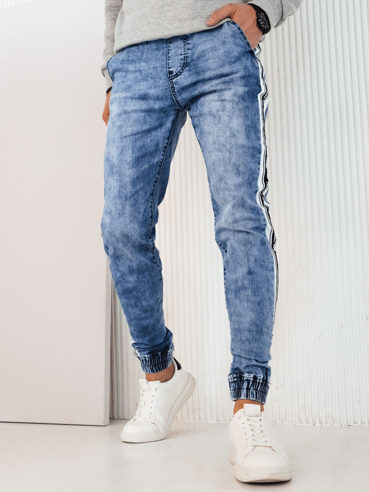 Modré džínsové joggery s postranným pruhom UX4224 Veľkosť: M