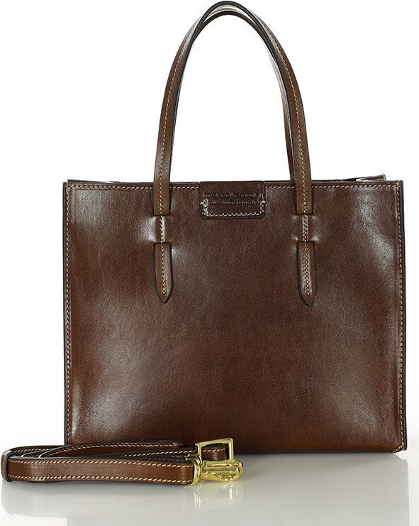 MARCO MAZZINI Tmavo hnedá elegantná shopper kabelka (G12152b) Veľkosť: ONE SIZE