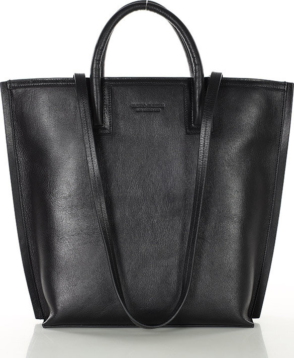 MARCO MAZZINI Čierna priestranná shopper kabelka z kože (G12432a) Veľkosť: ONE SIZE