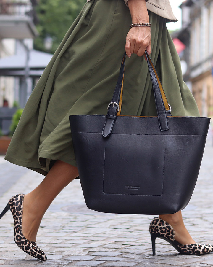 MARCO MAZZINI Čierna priestranná shopper kabelka (G12404a) Veľkosť: ONE SIZE