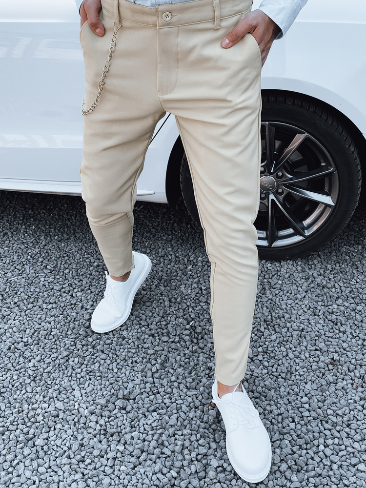 Béžové spoločenské nohavice s retiazkou UX4379 Veľkosť: 34