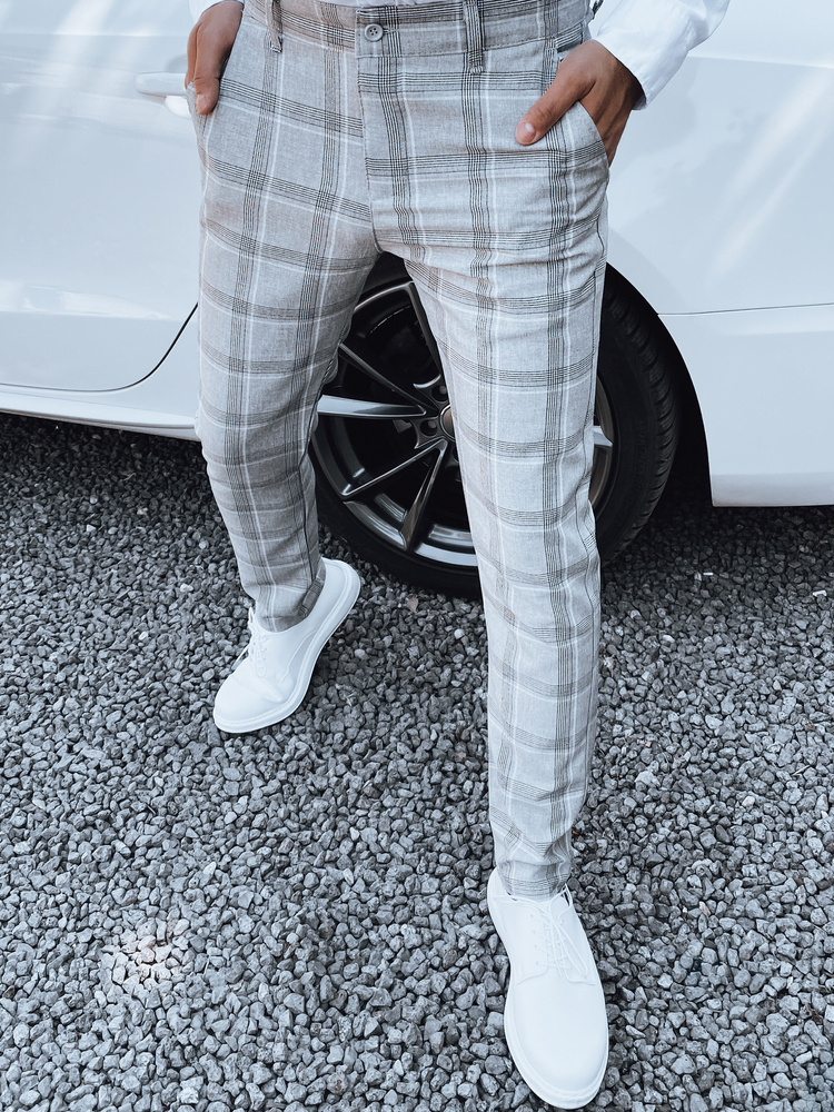 Sivé kárované spoločenské nohavice UX4405 Veľkosť: 33