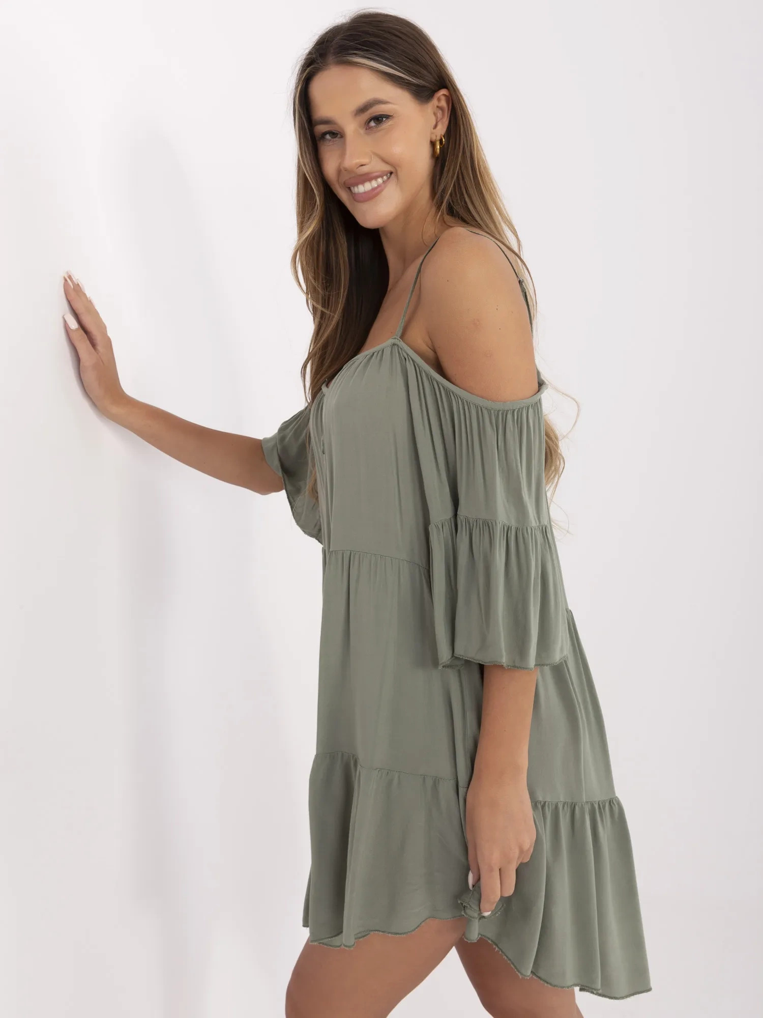 Dámske zelené šaty TW-SK-BI-80840.20-khaki Veľkosť: M