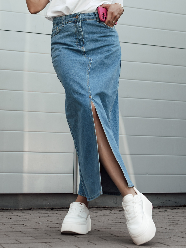 Modrá džínsová maxi sukňa VIRTON CY0465 Veľkosť: S