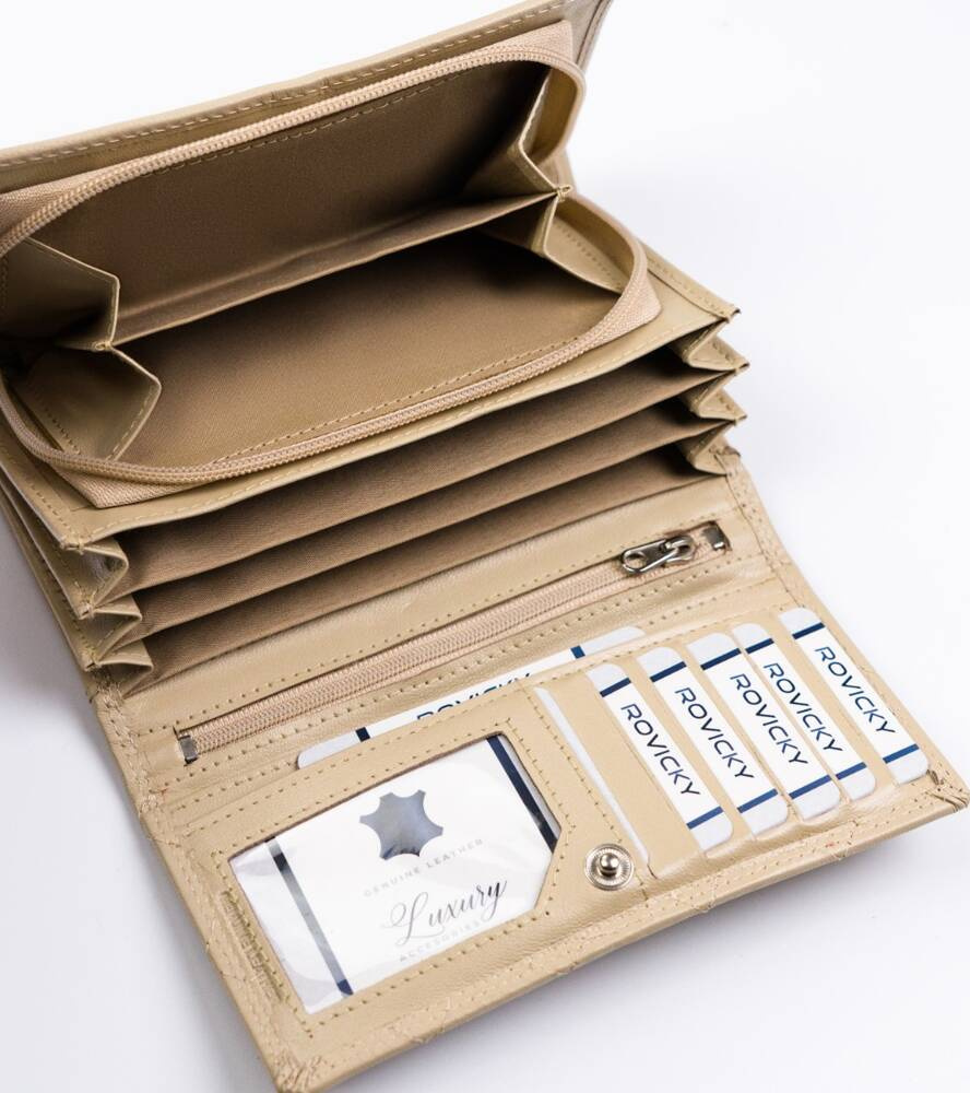 Rovicky béžová kožená peňaženka s RFID V304 R-RD-07-GCL-Q Veľkosť: ONE SIZE