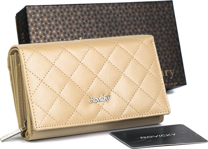 Rovicky Prešívaná elegantná béžová peňaženka V301 R-RD-21-GCL-Q Veľkosť: ONE SIZE
