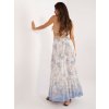 Bielo-svetlomodrá vzorovaná maxi sukňa