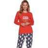 Doctor Nap Červeno-sivé dámske vianočné pyžamo Good Vibes (Veľkosť S)