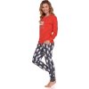 Doctor Nap Červeno-sivé dámske vianočné pyžamo Good Vibes (Veľkosť S)