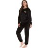 Čierne zateplené dámske pyžamo s výšivkou mesiaca
