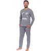 Dlhé sivé pánske pyžamo s potlačou Nature