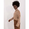 Hnedo-biely pruhovaný crop sveter s rolákom