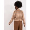 Hnedo-biely pruhovaný crop sveter s rolákom
