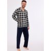 Čierne kárované pánske pyžamo Cornette