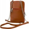 Karamelovo hnedá kožená crossbody kabelka s púzdrom na telefón