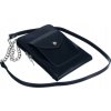 Tmavomodrá kožená crossbody kabelka s púzdrom na telefón
