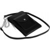 Čierna kožená crossbody kabelka s púzdrom na telefón