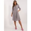 Sivé košeľové midi šaty so vzormi