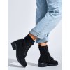 Čierne dámske členkové topánky na šnurovanie