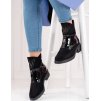 Dámske čierne nízke čižmy s kryštálikmi