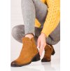Dámske hnedé členkové topánky na nízkom podpätku