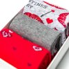 Šedo-červený dámsky box ponožiek Love - 3 páry Art.133