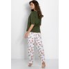 Khaki pyžamo s kvetovanými nohavicami Jadore